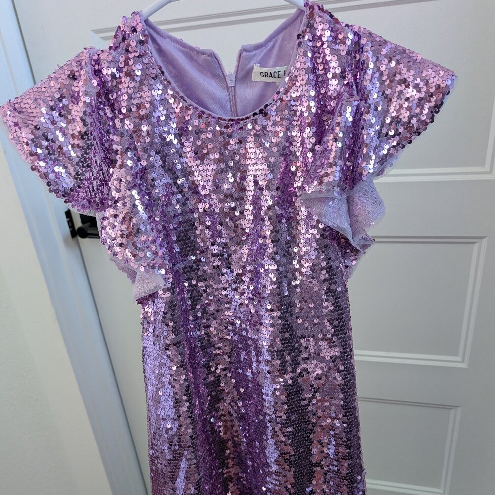 Grace Karin purple sequin dress size 7Y